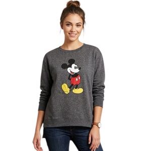 Disney Mickey Mouse Gray Textured Graphic Sweatshirt Pullover Size 1X Plus